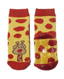 Weri Spezials Kinder Stoppersocken ABS Socken aus Baumwolle für Jungen und Mädchen Ferne Reise ABS Sohle Anti-Rutsch Frottee Haussocken (23-26, Savanna Giraffe) von Weri Spezials