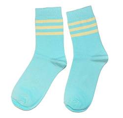 Weri Spezials Klassische Damen Socken mit modischen Designs! In mehreren Mustern- und Farbvariationen! (35-38, Türkis-Gelb mit Ringel) von Weri Spezials