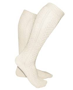 Weri Spezials Trachten Kinder Kniestrümpfe Oktoberfest Socken Baumwolle für Madchen (31-34, Creme) von Weri Spezials