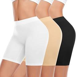 Damen Anti Scheuern Shorts Chub Rub Shorts Snag Tights Unterwäsche Nahtlose Slip Shorts für Unterkleider, #2 Schwarz + Beige + Weiß, 42 von Werkiss