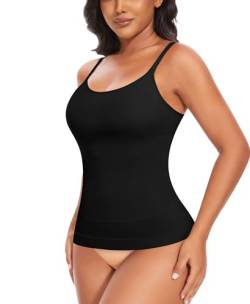 Shapewear Tank Top für Frauen Bauchkontrolle Camisole Tops Schlankheitsweste Formung Cami Tops Body Shaper, #1 Schwarz, 48 von Werkiss