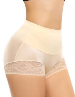 Werkiss Damen Shapewear Bauchweg Unterhose Hoher Taille Spitze Miederhose Bauch Weg Unterwäsche Bauchkontrolle Miederpant Figurenformend Miederslips Body Shaper(#1 Beige-Mitte Taille, L) von Werkiss