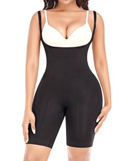 Werkiss Schlankheits-Shapewear Body für Damen, Bauchkontrolle, Body Shaper Shaping Bodysuits Nahtlose Oberschenkel Schlankere Shorts, Schwarz , 48 von Werkiss