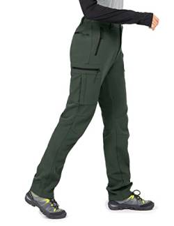 Wespornow Damen Wanderhose Wasserdicht Outdoorhose Softshellhose Thermohose Winddichte berghose Warme Trekkinghose Skihose für Skifahren, Hundesport und Wintersport (Grün, L) von Wespornow