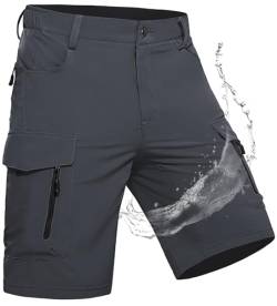 Wespornow Herren Shorts mit 7 Taschen Schnelltrocknend Wanderhose Kurz Cargo Bermuda Chino Kurze Hosen Stretch Outdoor Trekking Wandern MTB Männer Hose Wandershorts Leichte(DKGrau, L) von Wespornow