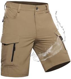 Wespornow Herren Shorts mit 7 Taschen Schnelltrocknend Wanderhose Kurz Cargo Bermuda Chino Kurze Hosen Stretch Outdoor Trekking Wandern MTB Sommer Männer Hose Wandershorts Leichte(Khaki, M) von Wespornow