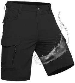 Wespornow Herren Shorts mit 7 Taschen Schnelltrocknend Wanderhose Kurz Cargo Bermuda Chino Kurze Hosen Stretch Outdoor Trekking Wandern MTB Sommer Männer Hose Wandershorts Leichte(Schwarz, S) von Wespornow