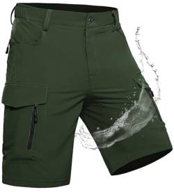 Wespornow Kurze Arbeitshosen Herren Shorts Sommer mit 7 Taschen Cargo Hosen Männer Bermuda Cargohose Wanderhose Chino Stretch Wandershorts Leinenhose Outdoor Trekkinghose Arbeit Tactical(Grün, 3XL) von Wespornow