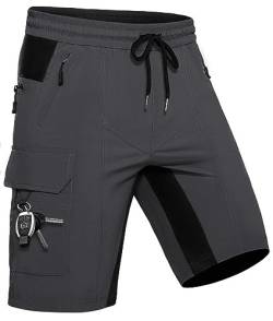 Wespornow Kurze Hose Herren Shorts Sommer mit 5 Taschen Stretch Leichte Cargo Sporthose Arbeitshosen Männer Kurz Wanderhose Bermuda Jogginghose Chino MTB Cargohose Gym Leinen(Grau, XXL) von Wespornow