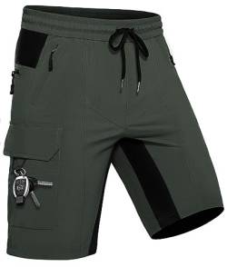 Wespornow Kurze Hose Herren Shorts Sommer mit 5 Taschen Stretch Leichte Cargo Sporthose Arbeitshosen Männer Kurz Wanderhose Bermuda Jogginghose Chino MTB Cargohose Gym Leinen(Grün, 3XL) von Wespornow