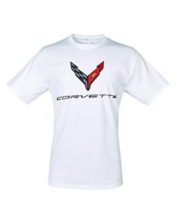 C8 Corvette Next Generation Carbon Flash T-Shirt (Größe L, Weiß) von West Coast Corvette