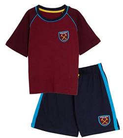 Kinder West Ham United FC Kurzschlafanzug/Pyjama/Fußballclub, Kurze Hose und T-Shirt Gr. 7-8 Jahre, Rotweinfarben/Blau von West Ham United F.C.
