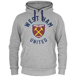 West Ham United FC - Herren Fleece-Kapuzenpullover mit Grafik-Print - Offizielles Merchandise - Geschenk für Fußballfans - Grau - 3XL von West Ham United FC
