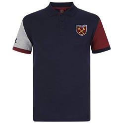 West Ham United FC - Herren Polo-Shirt - Offizielles Merchandise - Dunkelblau mit Kontrastärmeln & Vereinswappen - S von West Ham United FC