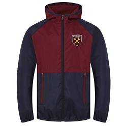 West Ham United FC - Herren Wind- und Regenjacke - Offizielles Merchandise - Geschenk für Fußballfans - Dunkelblau/Weinrot - L von West Ham United FC