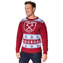 West Ham United Weihnachtspullover Herren & Teenager mit Rundhalsausschnitt - Fußball Geschenke für Männer (Rot, 2XL) von West Ham United