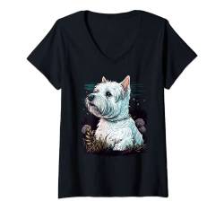 Damen West Highland White Terrier Hund auf Westie Lover T-Shirt mit V-Ausschnitt von West Highland White Terrier lover for Westie owner