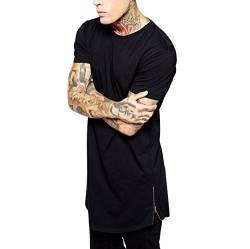 Semen Herren Männer Lange Reißverschluss T-Shirt Streetwear Hip Hop Bluse Hemd Poloshirt Slim Fit Schwarz (EU XL(Herstellergrößer XXL), Schwarz) von West See