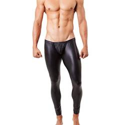 West See Herren Lederhose Leggings Stretch Pants Unterhose Tight WetLook Schwarz (DE L(Etikette XL), Schwarz) von West See