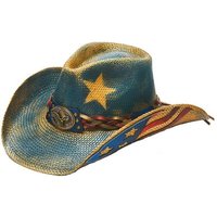 Westernlifestyle Cowboyhut Blue Flag Strohhut Westernhut Flagge USA reiten Line Dance Western von Westernlifestyle