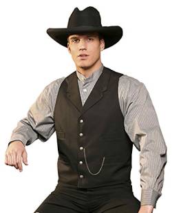 Stars & Stripes Old Style Western Weste EARP Vintage Oldstyle Weste Westernkleidung Westernbekleidung (Small) Schwarz von Westernwear-Shop