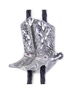 Westernwear-Shop Bolotie Cowboy Boots Westernschmuck Bolotie für Damen & Herren Bolo Tie Bolokrawatten Cowboy Krawatte Silber von Westernwear-Shop