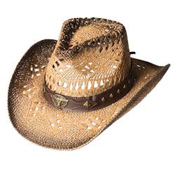 Westernwear-Shop Western Strohhut Sunset Edition Westernhut Cowboyhut Westernkleidung Strohhut für Damen und Herren (Large) Beige von Westernwear-Shop