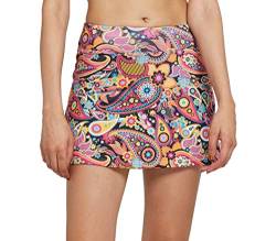 Westkun Damen Golfrock Tennis Skort mit Taschen Mini Laufröcke Sport Wanderrock mit Innenhose Tennisrock Skirt Lässiger Reiserock Sportrock Outdoorrock Hosenrock Color Paisley M von Westkun