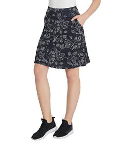 Westkun Damen Skort Knielang Hosenrock Wanderrock Sportrock mit Innenhose Tennisrock Golfrock Lauf Outdoor Reisen Sommer Röcke mit Tasche Weiße Blume XL von Westkun