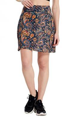 Westkun Damen Tennisrock Fahrradrock Knielang Hohe Taille Sommer Wandern Skort Golfrock Sport Skorts Wanderrock mit Innenhose Colored Paisley L von Westkun