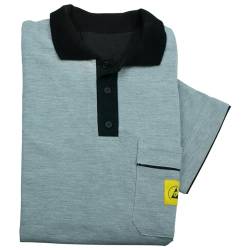 Wetec ESD-Polo-Shirt, mit schwarzem Kragen, Größe XL, grau (Kurzarmshirt Kurzarm Shirt) von Wetec