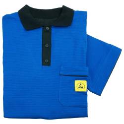 Wetec ESD-Polo-Shirt Light, mit schwarzem Kragen, Größe 4XL, blau (Unisex) von Wetec