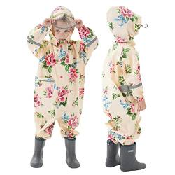 Wetry Kinder Regenoverall Regenanzug Einteilig Atmungsaktiv Wasserdicht Regenkleidung Regenjacke Regenponcho für Jungen Mädchen von Wetry