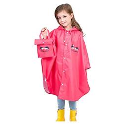 Wetry Kinder Regenponcho Mädchen Jungen Regencape Wasserdicht Atmungsaktiv 100% Regendichter Regenmantel Unisex für Kleinkinder und Jugendliche Regenjacke mit Kapuze für 75-175cm von Wetry