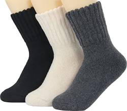 Weweya Stiefelsocken für Damen - Dicke Wintersocken - Stricken Sie warme Socken - Geschenke für Frauen, Grau, Weiß, Schwarz, Medium von Weweya