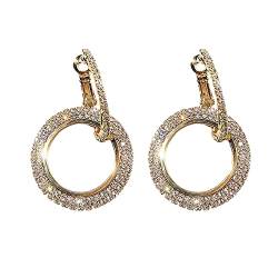 Damen Luxus Runde Gold Rosegold Ohrringe Silber Glitzer Ohrringe Ohrringe Hochzeit Perlen (Gold, One Size) von Wgjokhoi