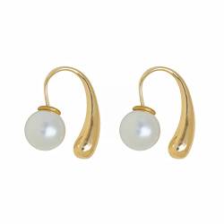 Water Drop Earrings Pearl Earrings Autumn And Winter Temperament Light Luxury Earrings Double Earrings for Two Holes (Gold, One Size) von Wgjokhoi