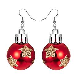 Weihnachtsohrringe Weihnachten kreative Feiertags-Party-Ohrringe Schmuck-Creolen-Frauen Schneeflocke Ohrringe (D, One Size) von Wgjokhoi
