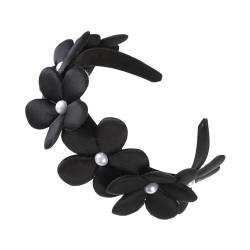 1 Stück Blume-Perle Stirnband,Modisches Haarband,Süßes Stirnbänder,Frauen Haarschmuck,Breite Stirnbänder,für Partys,Geburtstagen,Hochzeit,Mädchen und Frauen,Schwarz von Whakano