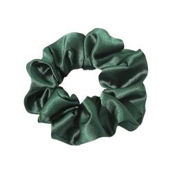 2 Stück Kunstseide Scrunchies Haargummis für Damen,Einfarbige Elastische Dicke Bänder,Haare Ringe,Haargummis Elastische Haarbänder,Haarring des Dickdarms,Haargummi Haare Ringe Damen,Dunkelgrün von Whakano