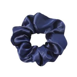 2 Stück Kunstseide Scrunchies Haargummis für Damen,Einfarbige Elastische Dicke Bänder,Haare Ringe,Haargummis Elastische Haarbänder,Haarring des Dickdarms,Haargummi Haare Ringe Damen,Navy blau von Whakano