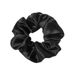 2 Stück Kunstseide Scrunchies Haargummis für Damen,Einfarbige Elastische Dicke Bänder,Haare Ringe,Haargummis Elastische Haarbänder,Haarring des Dickdarms,Haargummi Haare Ringe Damen,Schwarz von Whakano