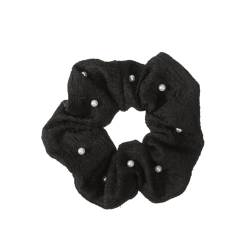 2 Stück Perlen-Haargummis,Einfarbige Scrunchies,Elastische Dicke Bänder,Weich Haargummi,Haarschmuck Frauen und Mädchen,für Lange Haare Oder Dicke Lockige Mädchen Damen,Schwarz von Whakano