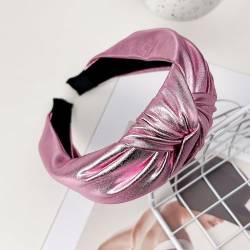 PU Leder-Stirnband,Breite Retro Stirnband für Damen,Geknotetes Haarreifen,Haarreif Haarschmuck für Damen und Mädchen,Hochzeit,Geburtstag,Party,Bühne,Urlaub,Yoga,Gesicht waschen,Rosa von Whakano