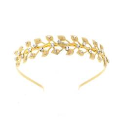 Retro Strass Stirnband,Braut Stirnband,Metall-Stirnbänder,Mittelalter Kopfschmuck,Kommunion Konfirmation Haarschmuck,für Frauen und Mädchen,Hochzeit,Geburtstag,Party,Urlaub,Gold,Blatt von Whakano