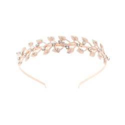 Retro Strass Stirnband,Braut Stirnband,Metall-Stirnbänder,Mittelalter Kopfschmuck,Kommunion Konfirmation Haarschmuck,für Frauen und Mädchen,Hochzeit,Geburtstag,Party,Urlaub,Roségold,Blatt von Whakano