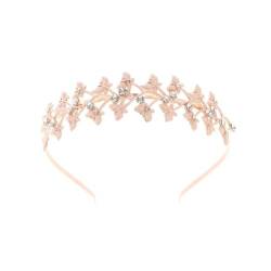 Retro Strass Stirnband,Braut Stirnband,Metall-Stirnbänder,Mittelalter Kopfschmuck,Kommunion Konfirmation Haarschmuck,für Frauen und Mädchen,Hochzeit,Geburtstag,Party,Urlaub,Roségold,Schmetterling von Whakano