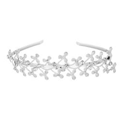 Retro Strass Stirnband,Hochzeit Braut Stirnband,Metall-Stirnbänder,Mittelalter Kopfschmuck,Kommunion Konfirmation Haarschmuck,für Frauen und Mädchen,Hochzeit,Geburtstag,Party,Urlaub,Silber,Kleeblatt von Whakano