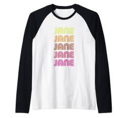 Vorname Jane Funky Retro Vintage Disco Design Raglan von What’s Your Name Gifts