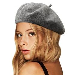 Wheebo Wool Beret Hat, einfarbige französische warme Wintermütze für Frauen Mädchen von Wheebo